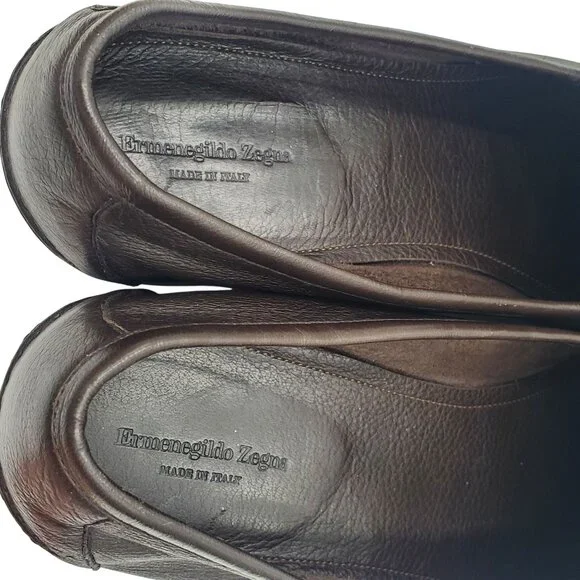 Italy Ermenegildo Zegna Men's Size 13US/12EU Brown leather tasseled loafer shoes